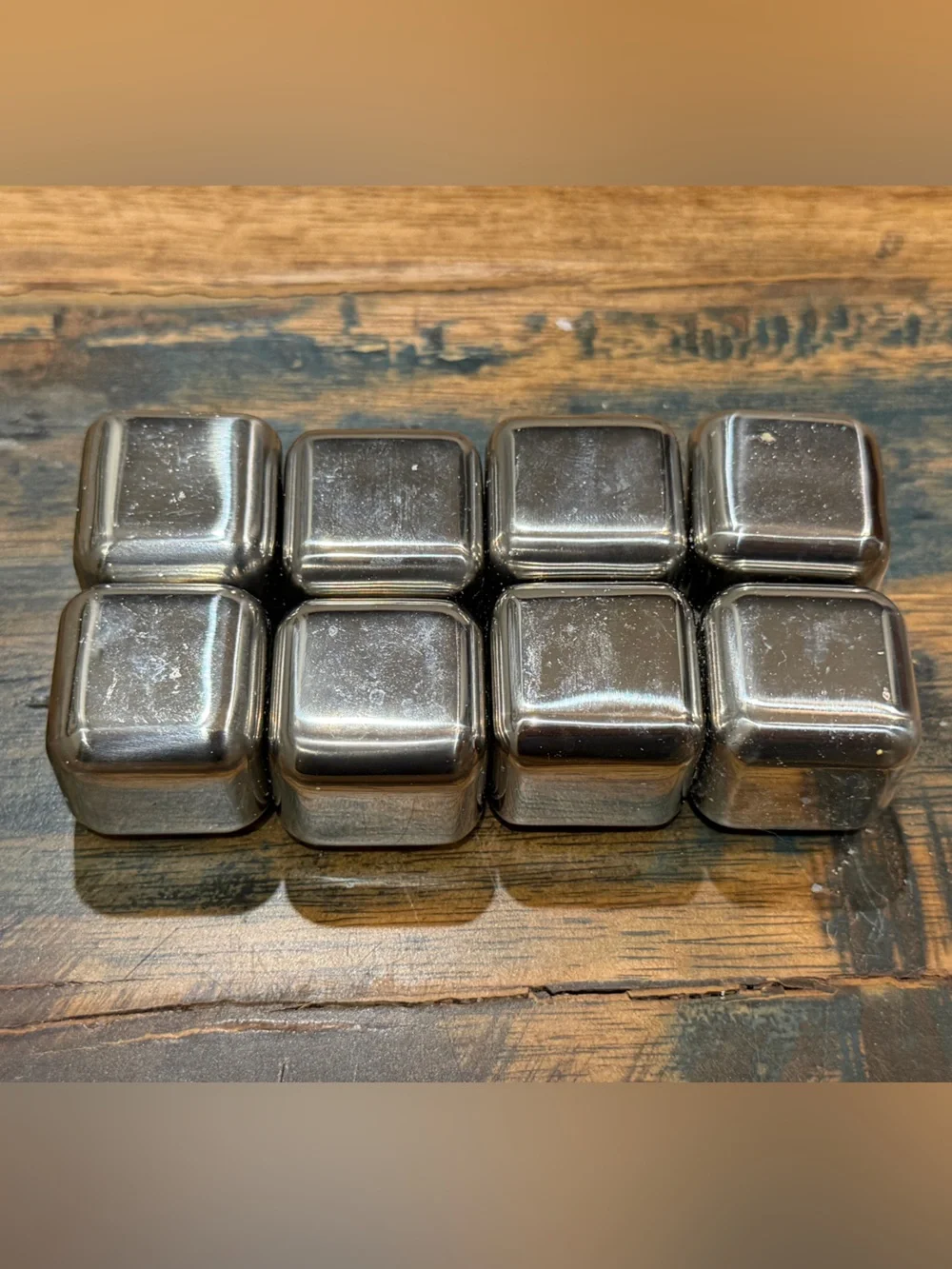 Set of 8 reusable Whiskey Drink Ice Cubes Stainless Steel Stones 1X1